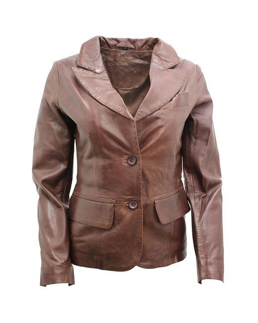 Infinity Leather Brown Leather Blazer Jacket-Seregno