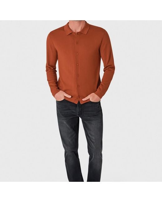 Brook Taverner Orange Haworth Burnt Merino Wool Button Through Cardigan