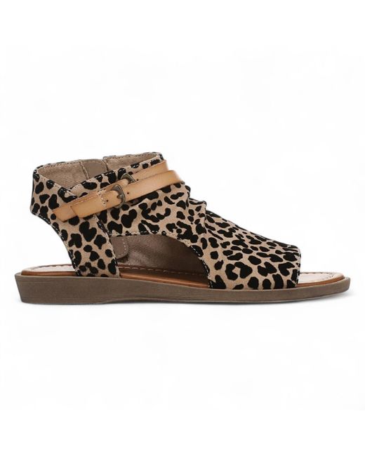 Blowfish Brown Leopard Strappy Low Wedge Sandals