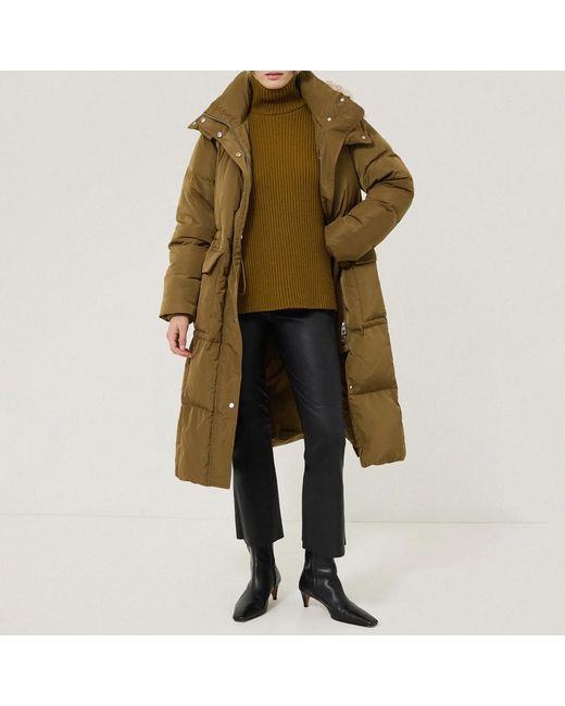 Jigsaw Green Khaki Relaxed Longline Puffer Coat
