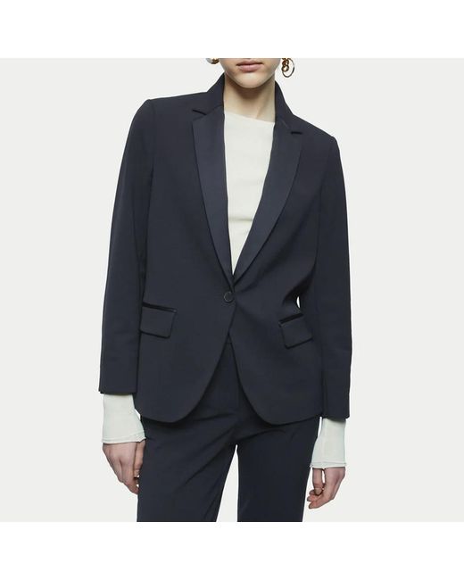 Jigsaw Blue Paris Brook Satin Lapel Shortline Blazer