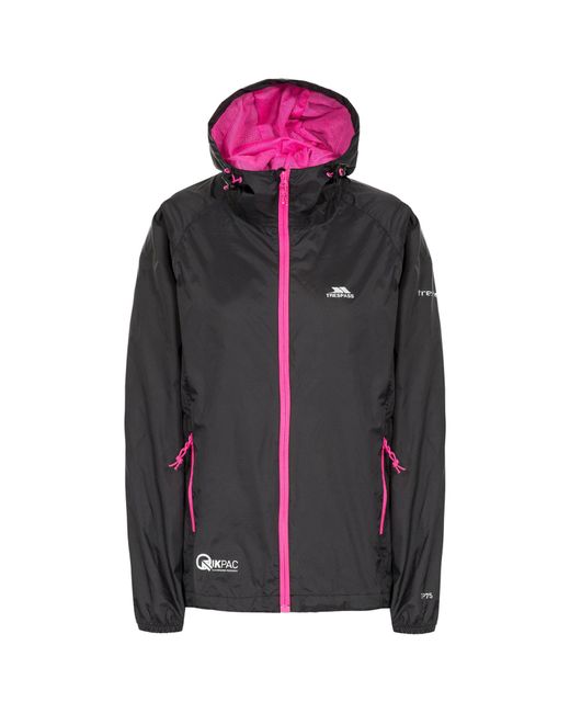 Trespass Black Waterproof Jacket Qikpac Polyamide Pu Coating