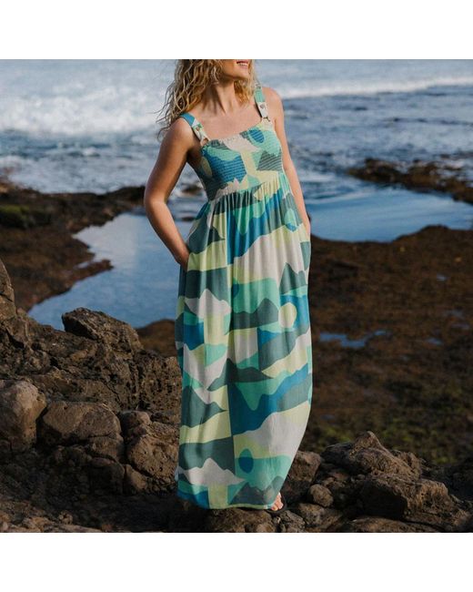Passenger Blue Vista Patchwork Soleis Woven Maxi Dress