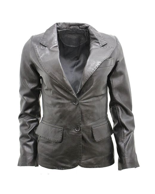 Infinity Leather Gray Leather Blazer Jacket-Seregno