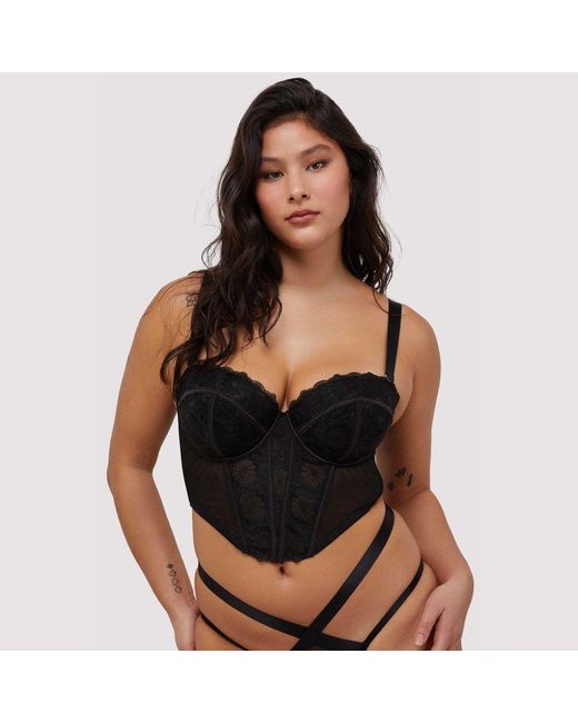Wolf & Whistle Black Daisy Embroidery Strapless Bustier