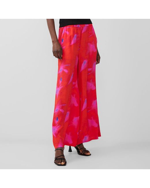 French Connection Red Raspberry Sora Wide Leg Trousers