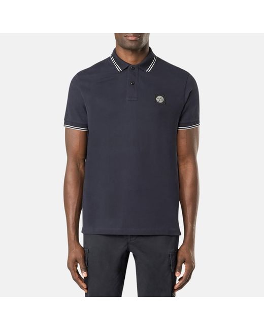 Stone Island Blue Polo Top With Compass Patch
