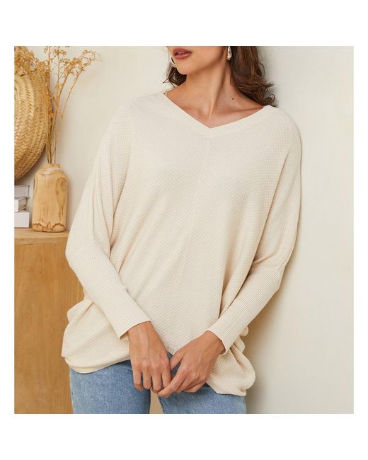 Sofiacashmere Natural Cashmere Blend Open Back Pearl Jumper