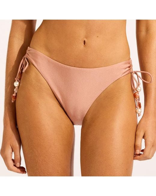 Seafolly Brown Loop Tie Side Bikini Bottoms