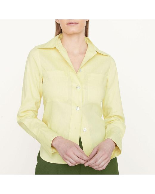 Vince Yellow Linen Blend Blouse