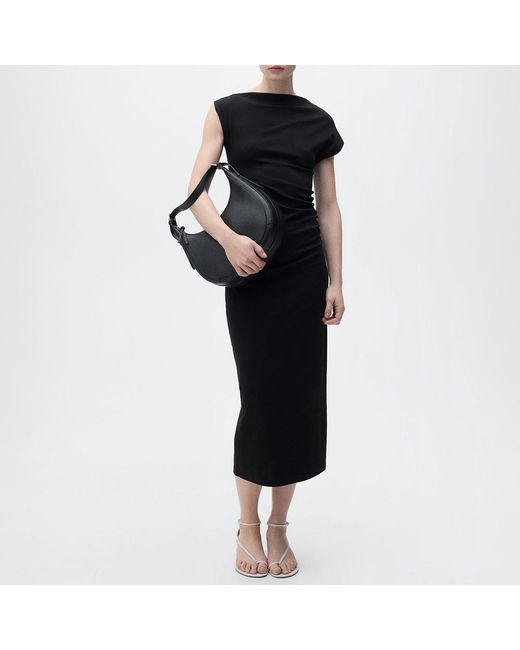 Mango Black Juli Asymmetrical Midi Dress