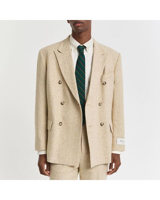 Gant Natural Cream Neps Herringbone Suit Jacket