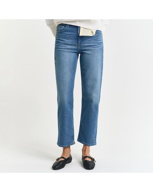 Gant Blue Mid Cropped Straight Stretch Jeans