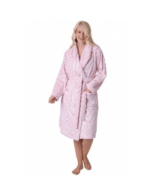 CAMILLE Pink Supersoft Printed Bathrobe