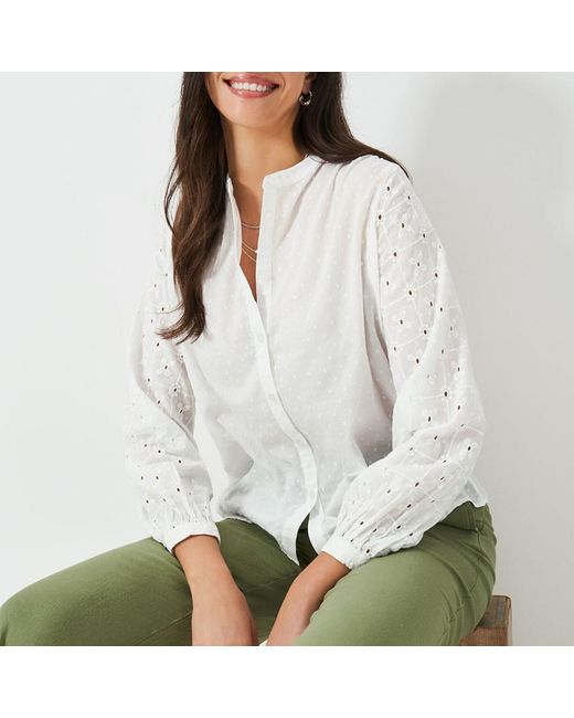 Crew White Broidery Meadow Cotton Blouse