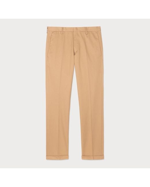 Paul Smith Natural Camel Stretch Cotton Blend Trousers