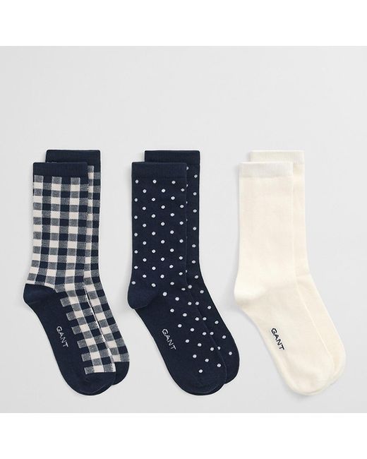 Gant Blue Dot And Gingham Check Socks