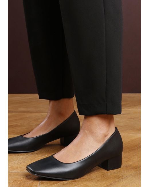 Where's That From Black 'Seattle Pu Wide-Fit Square Toe Heels