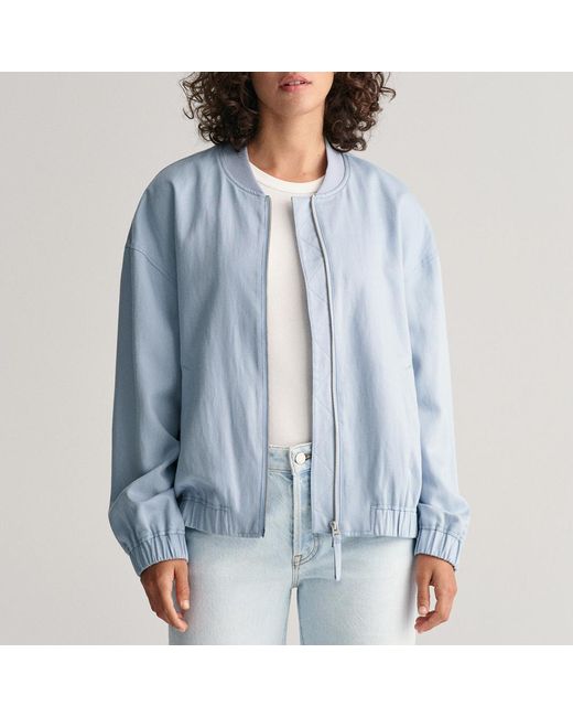 Gant Blue Linen Blend Bomber Jacket