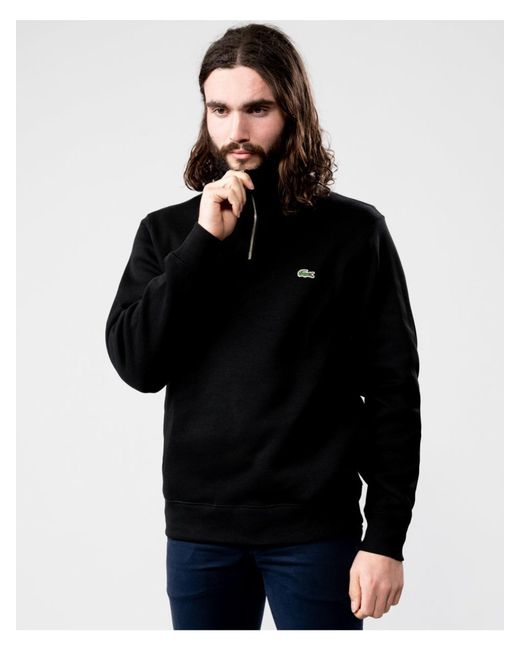 Lacoste Black Core Essentials Quarter Zip Jumper
