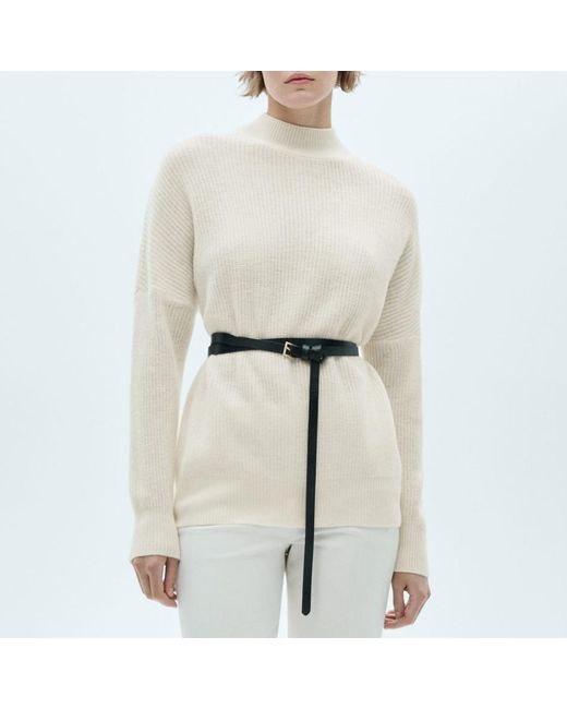 Mango White Cream Wool Oversized High Neck Jumper