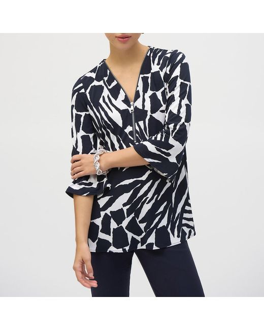 Joseph Ribkoff Blue And Abstract Zip Top