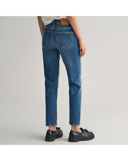 Gant Blue Mid Cropped Slim Stretch Jeans