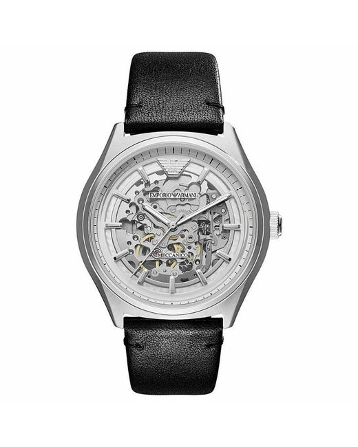 Emporio Armani Metallic Ar60003 Automatic Leather Skeleton Watch for men