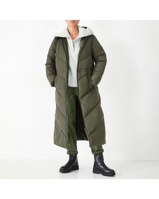 Hush Green Khaki Eila Chevron Longline Puffer