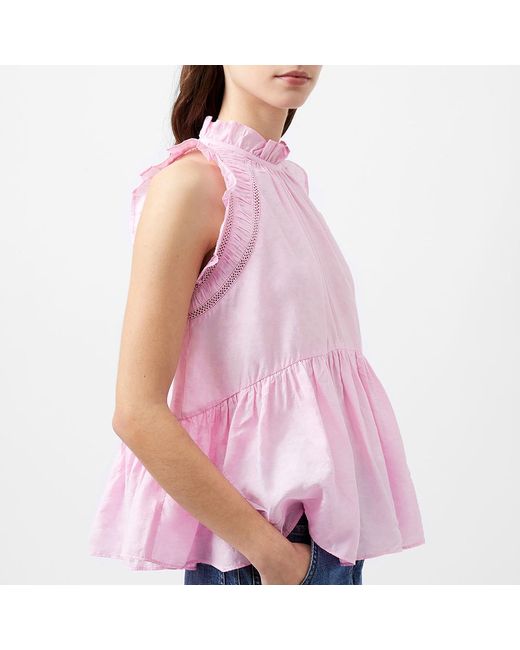 French Connection Pink Ruffle Neck Top