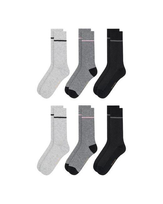 Ted Baker White 6 Pack Non Terry Crew Socks