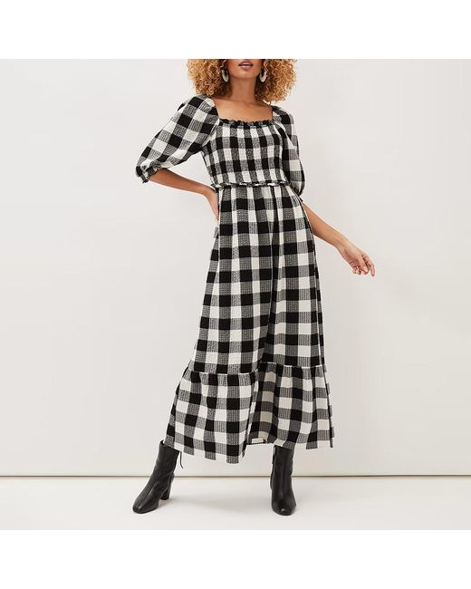 Phase Eight Black Gingham Check Evlin Maxi Dress