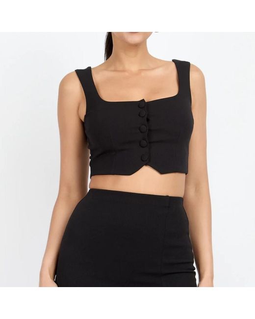 Little Mistress Black Button Front Bralette Top