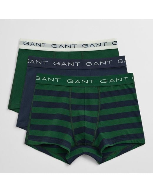 Gant Green Stripe 3 Pack Trunks