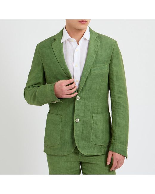120% Lino Green Linen Tailored Blazer
