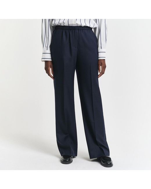 Gant Blue Wool Blend Pull On Pants