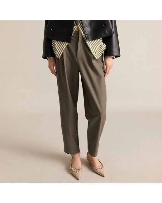 Mango Natural Straight Mid Rise Trousers