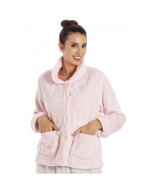 CAMILLE Pink Button Bed Jacket