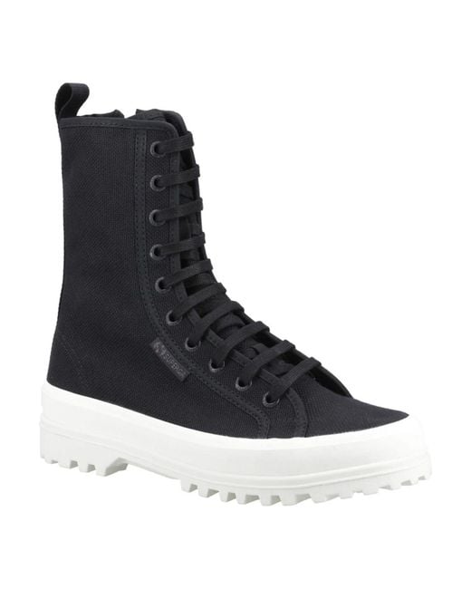 Superga Black Ankle Boots 2641 Alpina Mixed