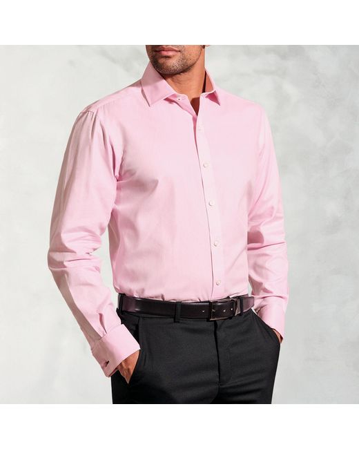 Brook Taverner Pink Tailored Fit Double Cuff Shirt