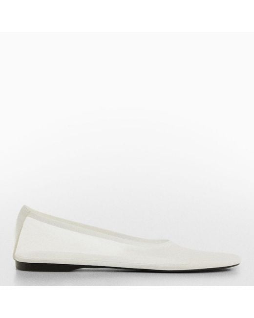 Mango White Semi-Trasparent Mesh Ballet Flats