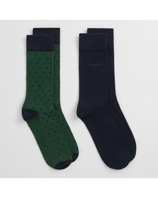 Gant Green Dot And Solid Socks 2-Pack