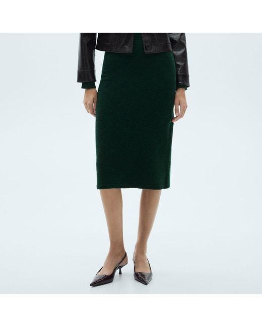 Mango Green Flared Knitted Skirt