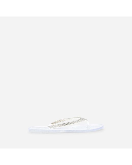 Where's That From White Giuliana Glitter Toe Post Flip Flops