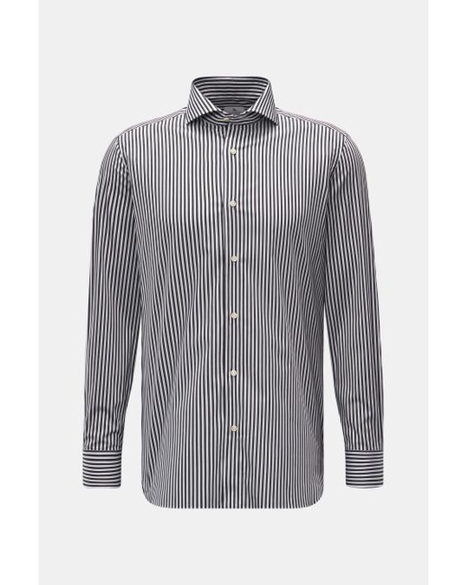 Giampaolo Casual-Hemd Haifisch-Kragen schwarz/weiß gestreift in Gray für Herren
