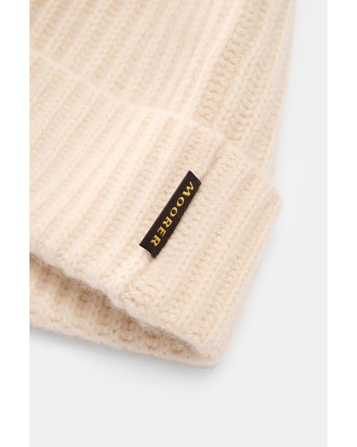 Moorer Cashmere Mütze 'Davis-Bc' in Natural für Herren