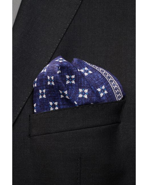 R'osi Leinen-Einstecktuch 'Fox' /Hellblau/Weiß Gemustert in Blue für Herren