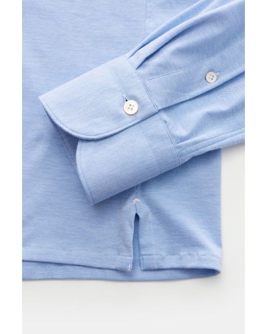 Finamore 1925 Longsleeve-Poloshirt 'Achille Orlando' in Blue für Herren
