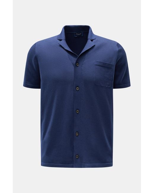 Drumohr Kurzarm-Strickhemd in Blue für Herren