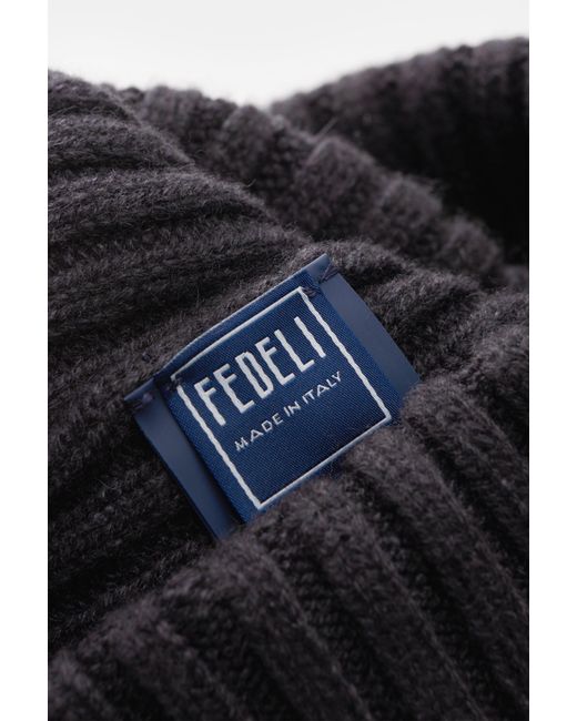 Fedeli Cashmere Mütze 'Bruno' in Black für Herren